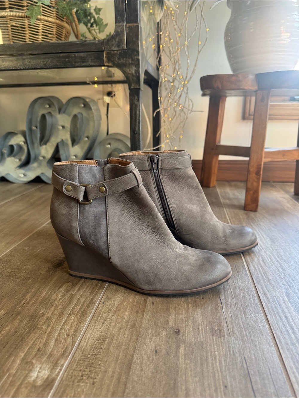 Susina Women's Taupe Wedge Ankle Boots - Comfortable Everyday Style